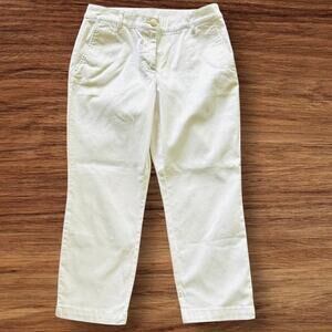 Tommy Bahama Live the Island Life White Ankle Cotton Blend Pant Sz 6